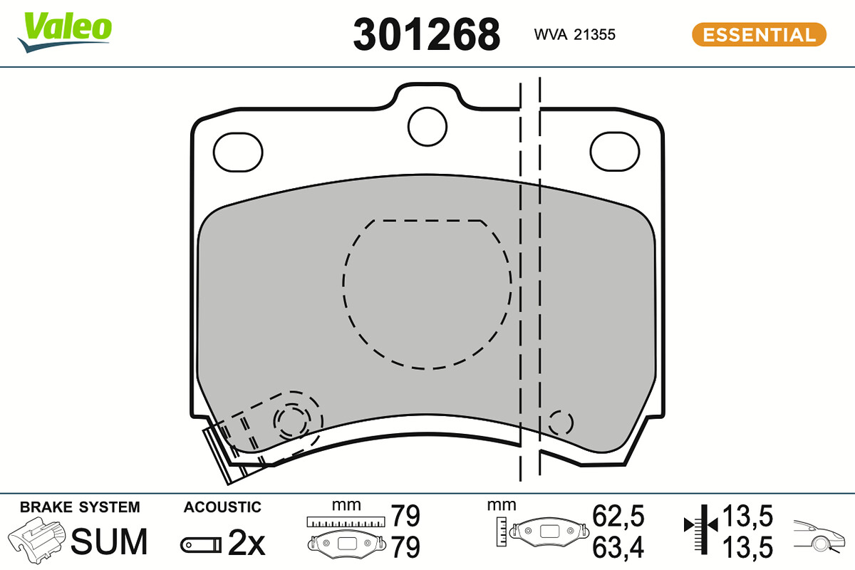 Jeu de 4 plaquettes de frein VALEO ref. 301268
